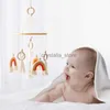 Baby Wooden Bed Bell Cartoon Rainbow Pendant Hanging Rattle Toy Hanger Crib Bed Bell Wood Toy Holder Arm Bracket Kid Gift HKD230817