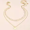 Cadenas Fashion Vintage Pearl Metal Disc Collar Declaración de la cadena de la clavícula Tendencia de cuello en capas Joyas