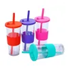 Water Bottles 24OZ Straw Cup Drink Change Color Mugs With Lid Plastic Tumbler Matte Coffe Bottle Food Grade PP