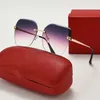 Роскошные дизайнерские солнцезащитные очки для мужчин Carti Glasses Fashion Eyeglases Women Big Square UV400 Gold Frame Show Show с коробкой золотыми солнцезащитными очками.