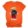 Designer máscara facial urso impressão de t-shirt camiseta de mangas curtas camisetas camisetas para mulheres algodão puro solto