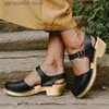 Stövlar Ny sommarmodeplattform Sandaler Kvinnor Kilskor Buckle Strap Läder Läderstövlar Casual Höjd Sandal Plus Size T230817