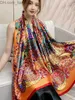 Sarongs 18090cm Brocade Satin Women's Scarf Spring/Summer Nieuw zijdescherm Ultra dunne Dual Purpose Airconditioning Shawl Z230817