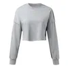 Kvinnors hoodies Kvinnor Solid Color Sweatshirts Crop Top Y2K Eesthetic Outdoor Sports Tracksuits Loose Crew Neck Tracksude Pullover