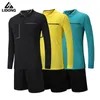Running sets style soccer juge uniformes set kit de vêtements arbitres de football professionnel jerseys arbitres de football
