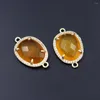 Pendanthalsband 10st CZ Paled Natural Jade Stone Connectors Pendants Blue Purple Red Colors Double Hole Linkers Charms