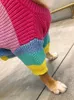 Cachorro puplo de cachorro arco -íris suéter de malha de gato de gato de estimação quente cão moletom cachorro roupas de inverno gatinho suéter de cachorro 230816