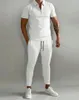 Herrspårar Kort ärmdräkt Spring Men Tracksuit Set Jogger Clothing for Man Casual Tshirts Trousers 2 Piece Outfits Streetwear