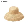 Cappelli larghi brim cappelli a secchio Tomkhu Cappelli estivi per donne Raffia Pagninga Cappello da sole Cap Lady Girls Panama Beach Beach Floppy Female Travel Cape da viaggio 230816