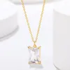 Hänge halsband charm quadrate zirkon rostfritt stål halsband guldfärg för kvinnor enkla modesmycken gratis leverans gåva
