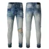 2023SS Designer Uomo Hip-Hop Moda Cerniera Foro Lavaggio Jean Pantaloni Retro Strappato Piega Ing Uomo Design Moto Equitazione Pantaloni slim slim Jeans viola per le donne.