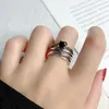 Trouwringen Boheems creatief zwart zirkon voor vrouwen vintage knokkel vinger ring trend geometrische sieraden 2023