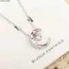 S925 Sterling Silver Channel necklace Water Ice Moon Necklace Small Fragrant Wind Diamond Pattern Moon Star Versatile Collar Chain B50S