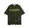 Lanvin Shirts High Edition New Lanvinsシャツ同じ半袖の文字刺繍ラウンドネックTシャツ8E1p DWA0