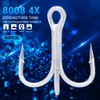 Fishing Hooks Matte Tin 50pcs/lot Saltwater Fishing Hook 4X High-Carbon Steel Fishhook 4/0#-3/0#-1/0#-1#-2#-4# Treble Hook High Strength Hooks 230816