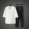 Men's Tracksuits 2023 Summer Suit Jacket Trousers Classic Sports Korean Version Of Cotton Linen Two-piece Set M-4XL