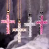 Cadenas Collar cruzado de moda para mujeres hombres oro color plateado deslumbrante cristal jesus crucifix joyas cristianas al por mayor