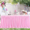 Falda de mesa plisado para rectángulo 9 pies Tutu Tutu tela Baby Shower Fiesta de cumpleaños Banquete