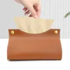 PU Leer Tissue Box Cover Holder Napkin Case Dispenser Facial Tissues Organisator Tabletop Badkamer Auto -kantoor W0080