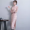 Ethnische Kleidung 2023 Retro -Spitze gesticktes Cheongsam elegantes tägliches Kleid verbessert chinesischen Stil sexy lange weibliche qipao s28