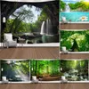 Tapisseries Tapisserie de forêt naturelle Hippie grand beau paysage arbre cascade tenture murale bohème Mandala tapisseries Art décoration murale