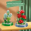 Blöcke kreativer Baustein Blumen DIY Karnation Lily Rose Bouquet Pflanze Topf -Haus Ornamente Kinderspielzeug für Freunde Geschenke R230817