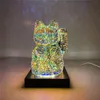 Oggetti decorativi Figurine 3D fuochi d'artificio gatto LED Night Light Room Atmosfera Desktop Decoration Lampazione RGB Proiettore Romantico Tavolo da letto Decor 230816
