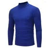 T-shirt à manches longues pour hommes, automne-hiver, mince, thermique, demi-col, Slim, chaud, en coton, col haut