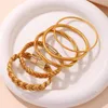Bracelet 5pcs / ensemble Trendy Gold Color Jelly Silicone Weave Bangles Bracelets for Women Fashion Buddhist charme Girls Bijoux