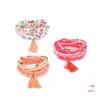 Bracelets de charme Bohemian Beach Mtilayer Boletes de tassel bangelas para mulheres Pulseira Praça de pulseira Jóias de pulseira em entrega de queda BK DHTPW