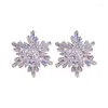 Studörhängen för kvinnor 925 Sterling Hyperbole Cubic Zirconia Snowflake Temperament Elegant Vinatge Fine Jewelry