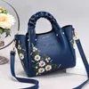 Hobo Weave handle Floral PU Leather Embroidery Women Handbags Brand Fashion Designer Ladies Bag Shoulder White Female Handbags HKD230817
