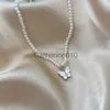 Pendant Necklaces Korean Fashion Pearl Collarbone Chain for Women Creative Simple Acrylic Butterfly Pendant Necklace for Women Designer Jewelry J230817