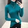 Women's Sweaters Knitted Roll Neck Pullovers Turtleneck Long Sleeve Solid Color Slim Elastic Sweater Yellow Autumn Winter Womens Stretch