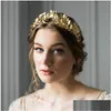 Headbands Jewelryheadbands Jewelry Fashion Gold Plated Metal Leaf Headband Vintage Hairband For Women Elegant Leaves Hair Drop Deliver Dhnrw