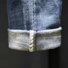 Herenjeans gescheurd jeans mannen slanke fit lichtblauw mode streetwear rafelen hiphop bedroefde casual denim jeans broek mannelijke broek 230816