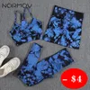 Yoga outfit Normov Est Tie Dye Yoga Set utskrift 1/2/3 PCS Gymuppsättning för kvinnor sömlösa leggings bh shorts Summer Fitness Outfits 230816