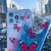 Cute Lovely Butterfly Quicksand Cases For Iphone 15 14 Plus 13 12 Pro MAX 11 XS XR X 8 7 6 Hard PC TPU Liquid Bling Oil Transparent Colorful Smart Mobile Phone Cover Skin