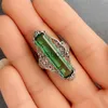 Band Rings Classic Retro Inlaid Emerald Rings for Women Fashion Silver Color Inlaid Green Zircon Wedding Rings Bridal Engagement Jewelry J230817