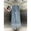 women casual jeans ce designer pants embroidery button trousers fashion leggings high waist slim fit wide leg jeans