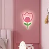 Wandlampe Nordic Cartoon rosa Blumen LED -Lampen Kinderzimmer Mädchen Schlafzimmer Nacht