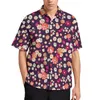 Men's Casual Shirts Elegant Ditsy Floral Purple Flowers Beach Shirt Hawaii Streetwear Blouses Man Custom Big Size