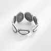 Cluster Rings Kofsac Chic Female Ring Vintage 925 Thai Silver Geometric Oval smycken Personlighet Dot For Women Daily Wear Accessories