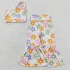 衣類セット卸売幼児の子供花セット女の女の子幼児片肩トップキッズ花柄のリブベルパンツ春秋の服