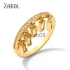 Band Rings Zakol Brand Fashion Rectangle Zirconia Tassel Rings for Women Personality Gold Color Pendant Finger Ring Party Jewelry J230817