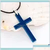 Naszyjniki wiszące chrześcijańskie Jezus Single Titanium Cross Naszyjnik ze stali nierdzewnym Sier Sier Black Modlitwa Choker Crucifix Pendants Mężczyźni biżuteria dhsl7