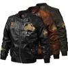 Herrjackor män klassisk motocykeljacka vinter flygande pu smal läder bombplan streetwear chaquetas hombre