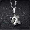 Anhänger Halsketten Titanium Stahl Liebe kombiniert Puzzle Herz für Paarliebhaber Schwarze Halskette Schmuckablieferung Anhänger Dhe5m