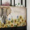 Gordijn olifant zonnebloem vintage korte gordijnen keuken café wijnkast deur raam klein woning decor gordijnen