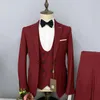 Mäns kostymer Red Blazer för män Enkelbröst toppade lapel casual Hombres Slim Fit Terno Custom Made 3 Piece Jacket Pants Vest 2023